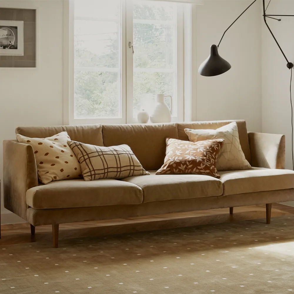 Κάλυμμα μαξιλαριού Tattersall, Sea blue/cognac, 60x40 cm Chhatwal & Jonsson