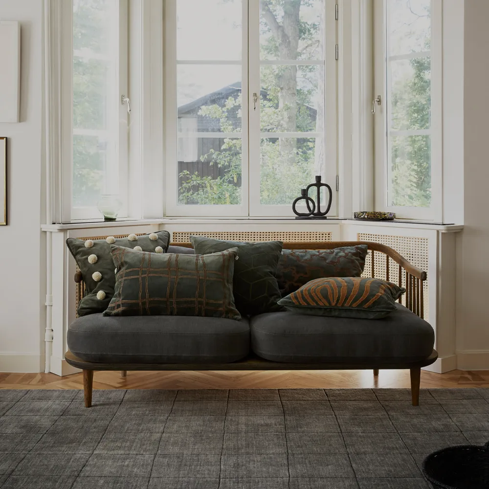 Κάλυμμα μαξιλαριού Tattersall, Sea blue/cognac, 60x40 cm Chhatwal & Jonsson