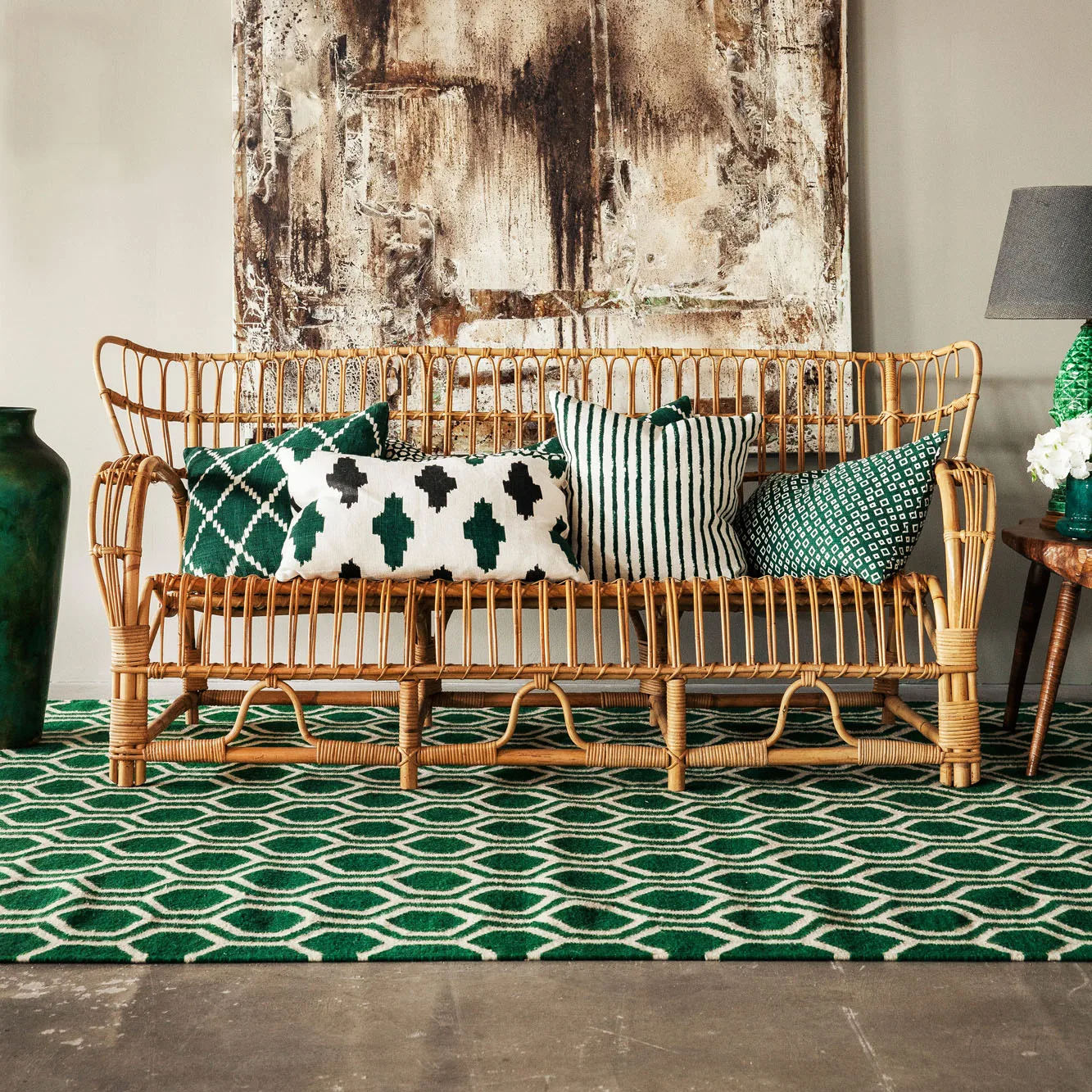 Varanasi χαλί 234x323 cm, Πράσινο-υπόλευκο Chhatwal & Jonsson