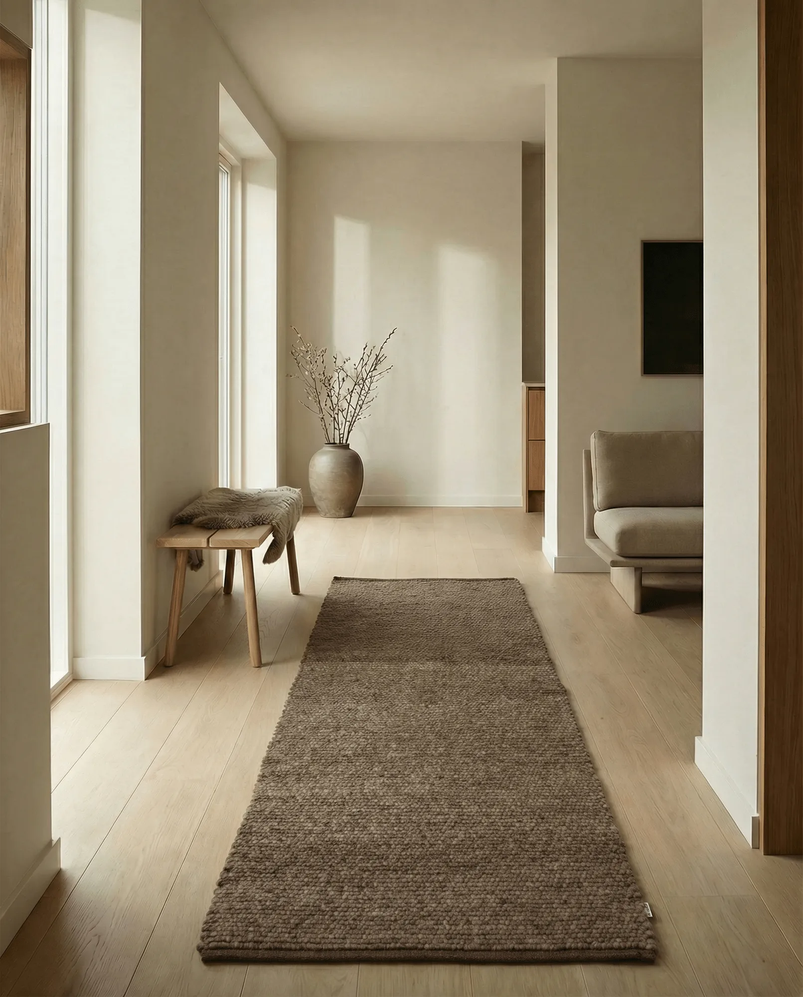 Merino διάδρομος χαλάκι, Καφέ, 80x250 cm Classic Collection
