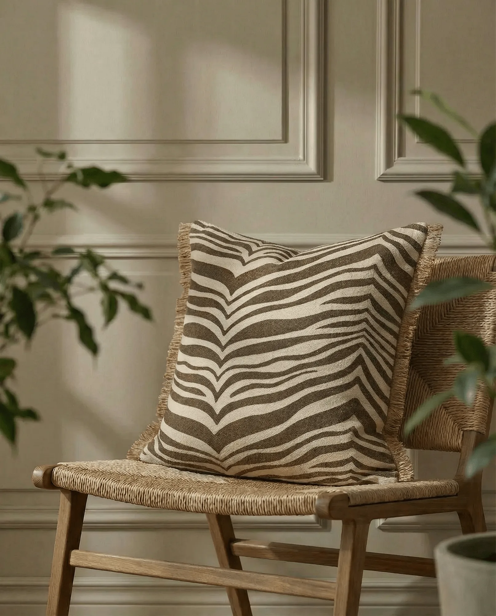 Zebra μαξιλάρι, Καφέ-natural, 50x50 εκ. Classic Collection