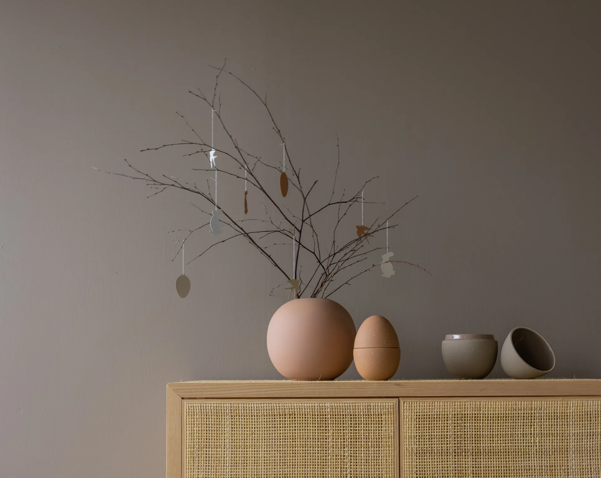 Easter Deco Πασχαλινό διακοσμητικό πουλί κρεμαστό 4-pack, White Cooee Design