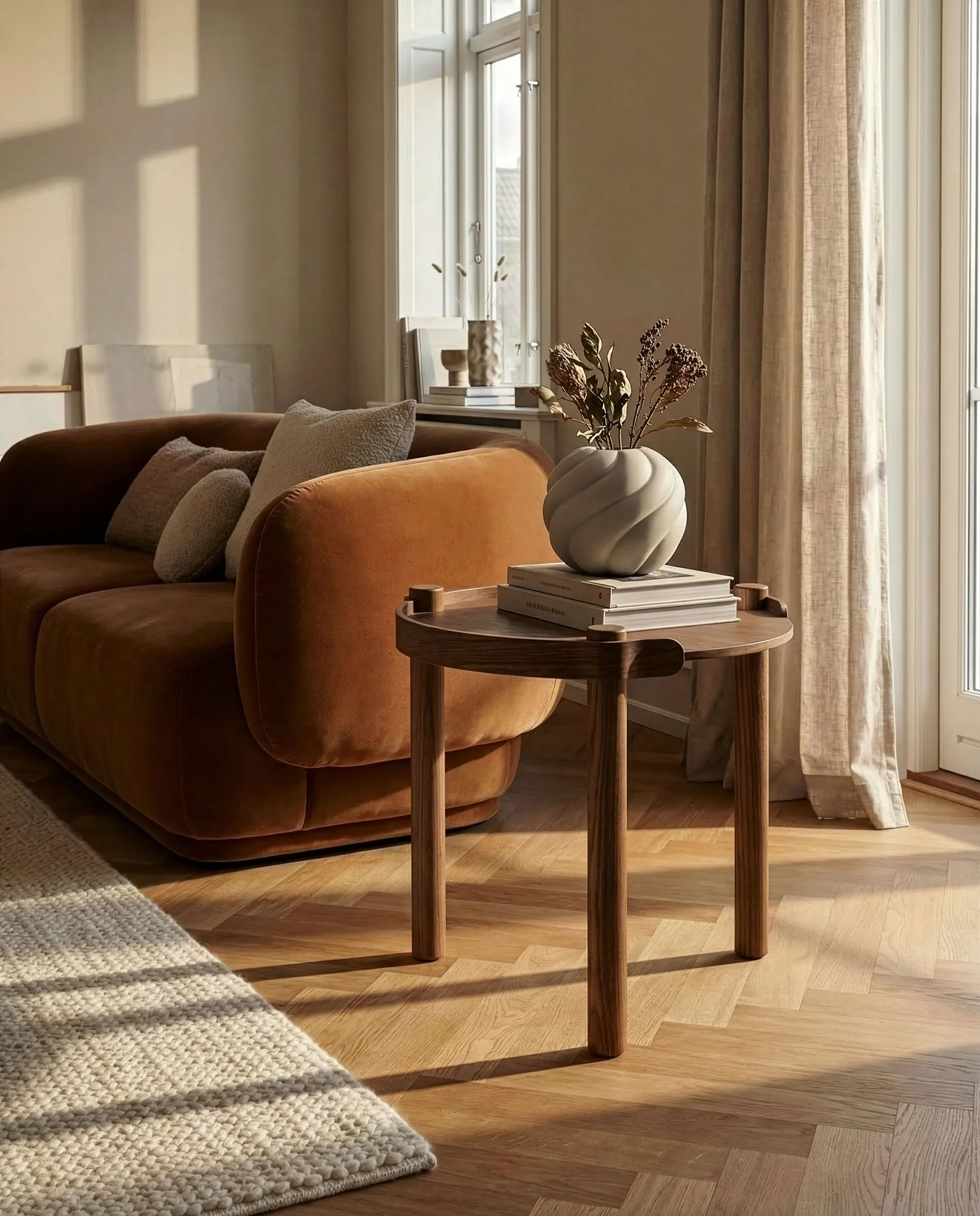 Woody τραπέζι Ø45 εκατοστά, Σκούρα βαμμένη δρυς Cooee Design