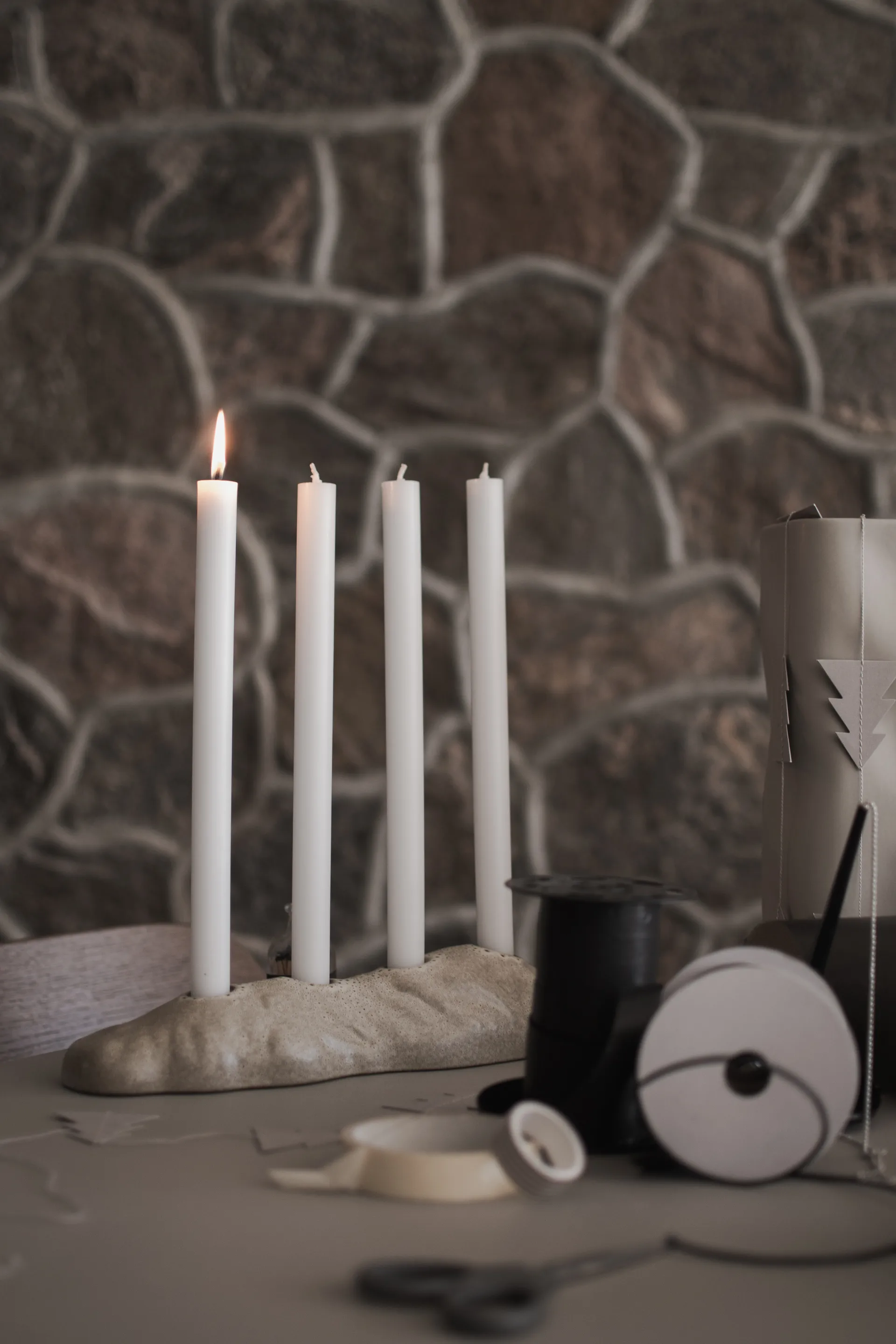 Βάση για κηροπήγιο της περιόδου των Χριστουγέννων, Beige DBKD