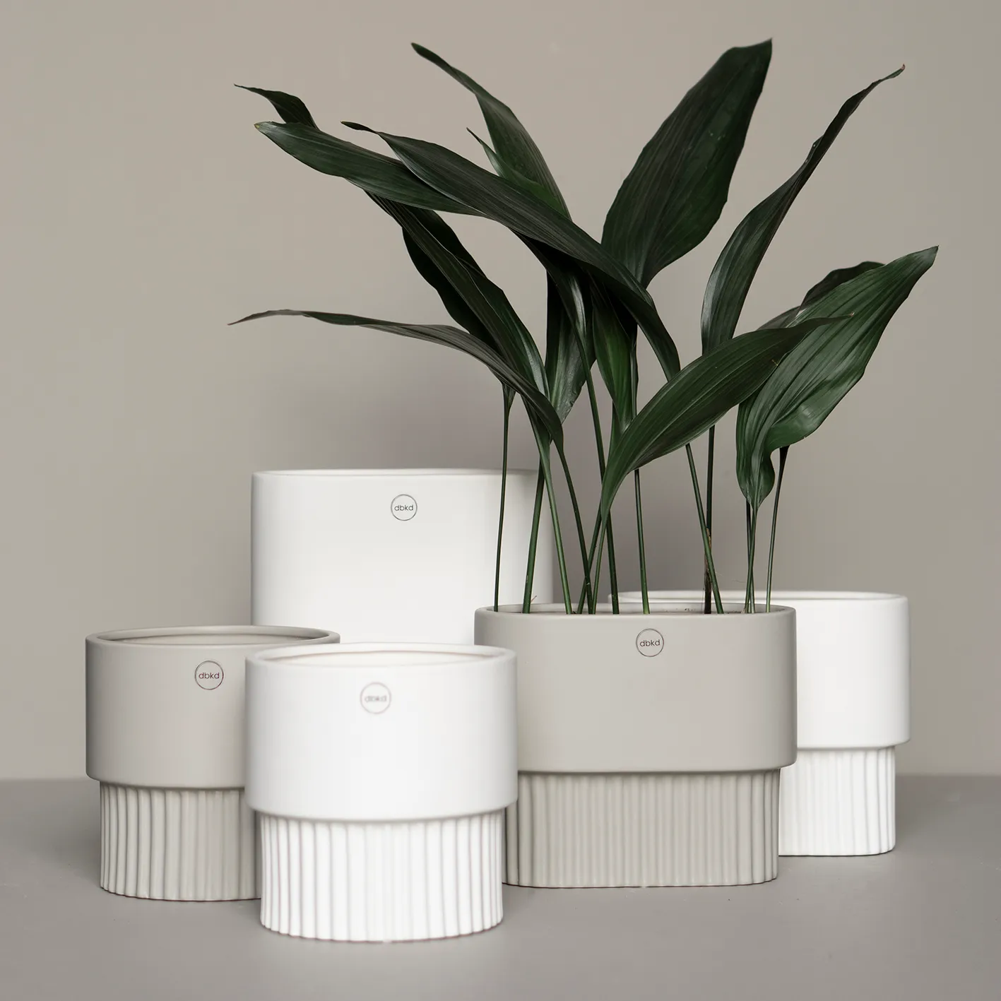 Front γλάστρα οβάλ ψηλή, λευκό DBKD