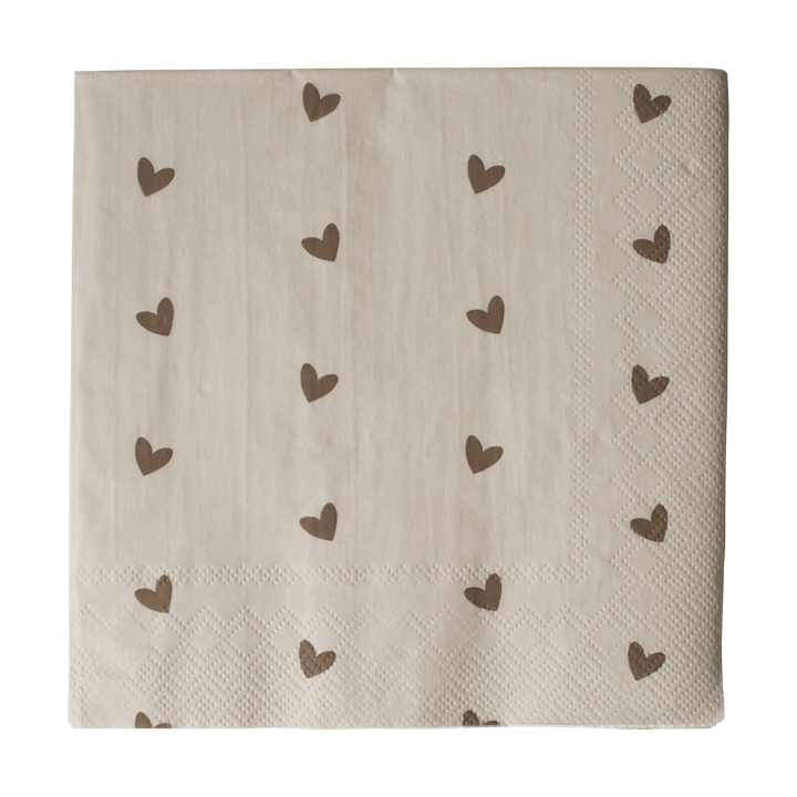 Heart χαρτοπετσέτα 33x33 cm 20 τεμάχια - Brown-beige - DBKD