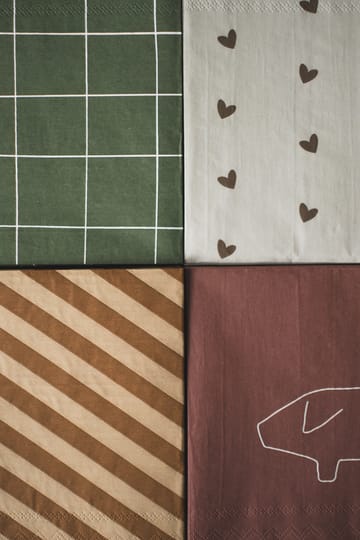 Heart χαρτοπετσέτα 33x33 cm 20 τεμάχια - Brown-beige - DBKD