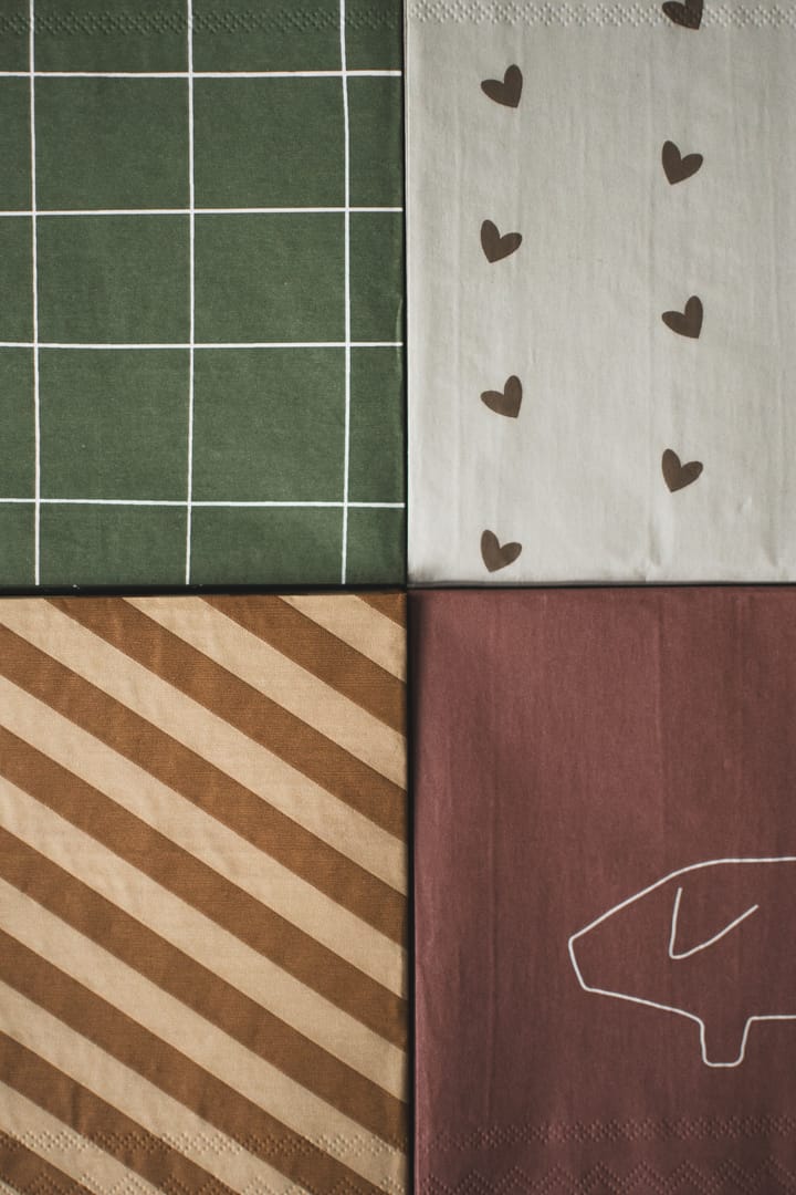 Heart χαρτοπετσέτα 33x33 cm 20 τεμάχια, Brown-beige DBKD