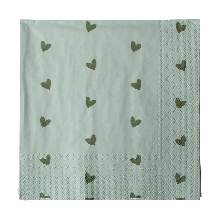 Heart χαρτοπετσέτα 33x33 cm 20 τεμάχια - Green - DBKD