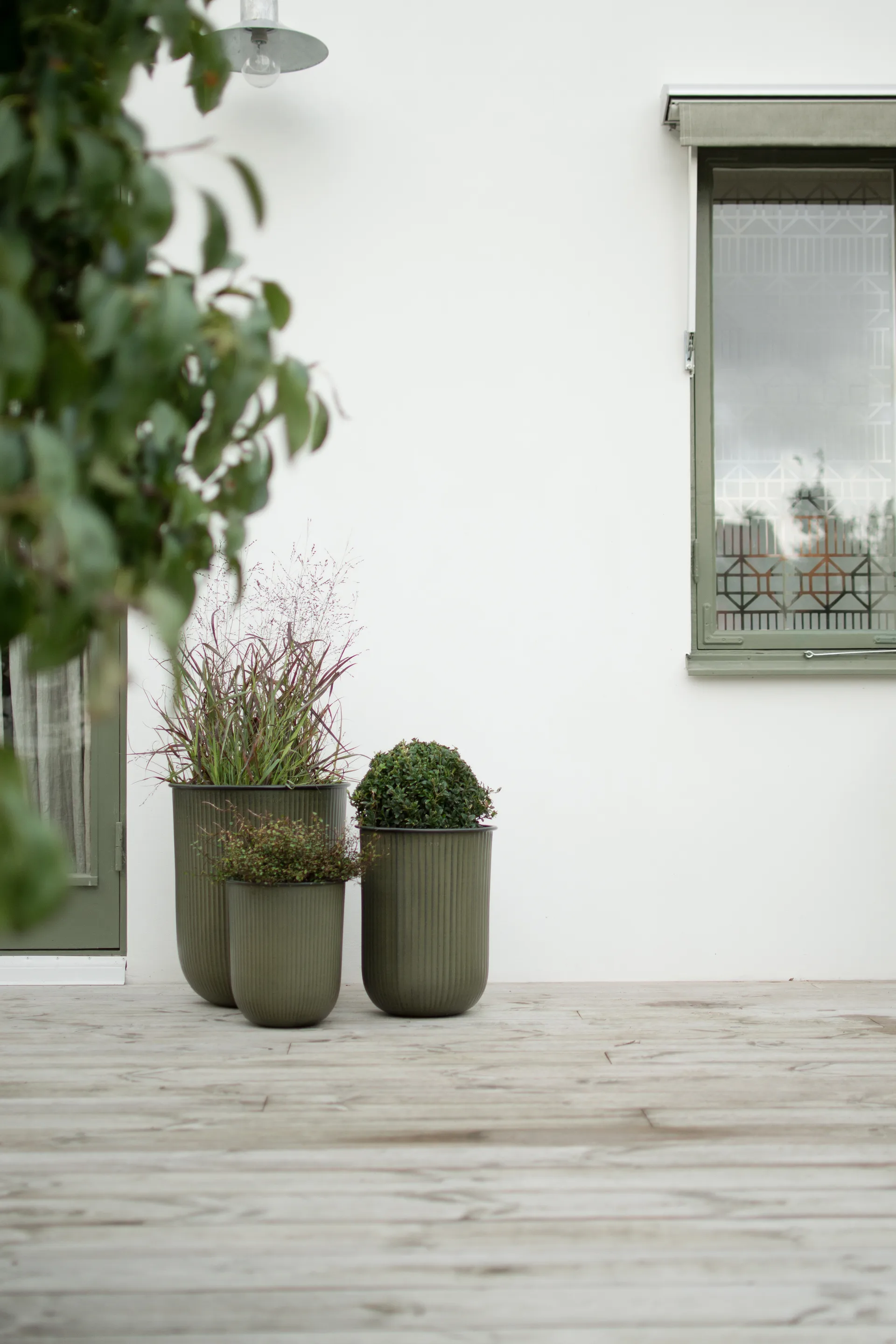 Κεραμικό γλαστράκι Out stripe 3 τεμαχίων, Green DBKD