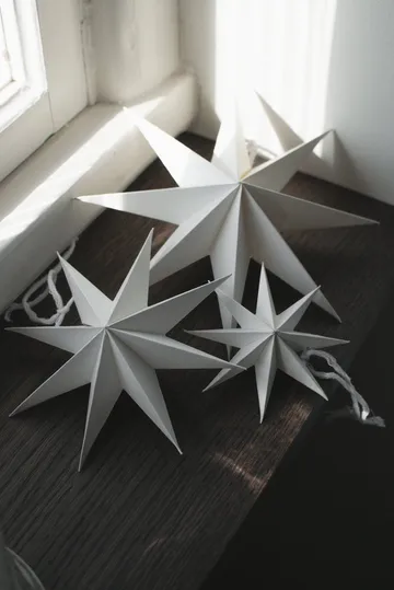 Paper winter star διακοσμητικό κρεμαστό - White, medium, Ø14 εκ. - DBKD