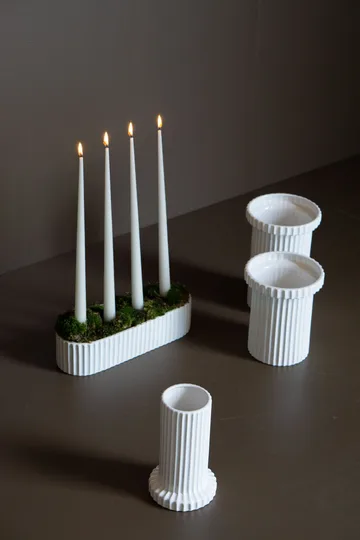 Stripe βάζο 18 cm - Γυαλιστερό λευκό - DBKD