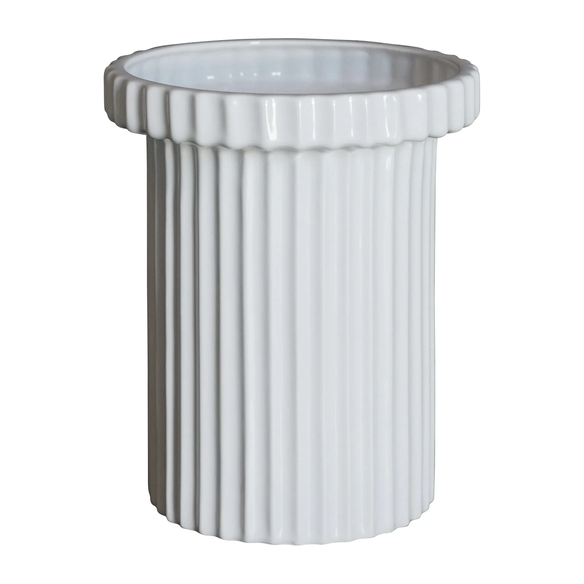 Stripe γλάστρα μικρή Ø18 cm, Γυαλιστερό λευκό DBKD