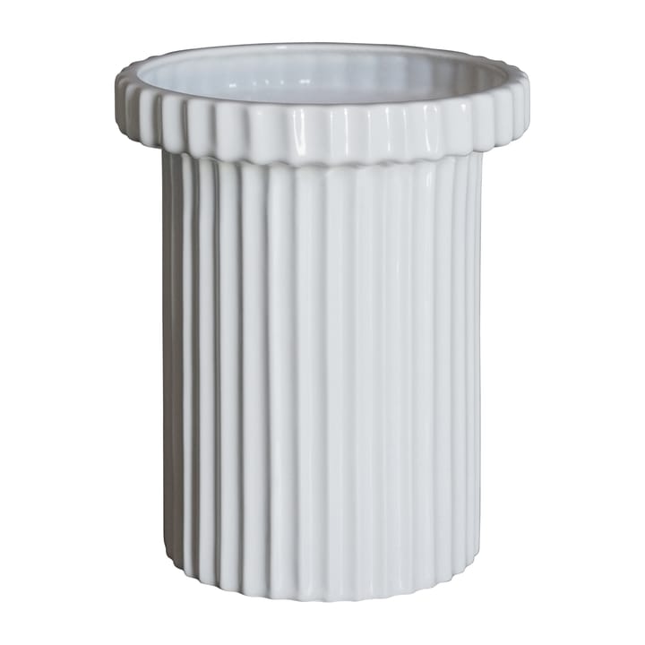 Stripe γλάστρα μικρή Ø18 cm - Γυαλιστερό λευκό - DBKD