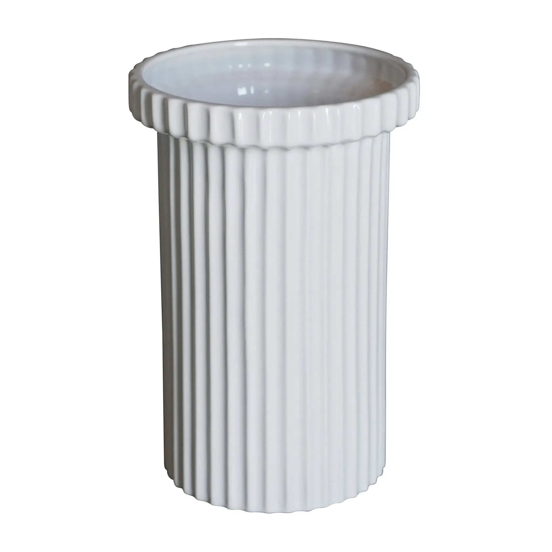 Stripe γλάστρα μαγάλη Ø22 cm, Γυαλιστερό λευκό DBKD