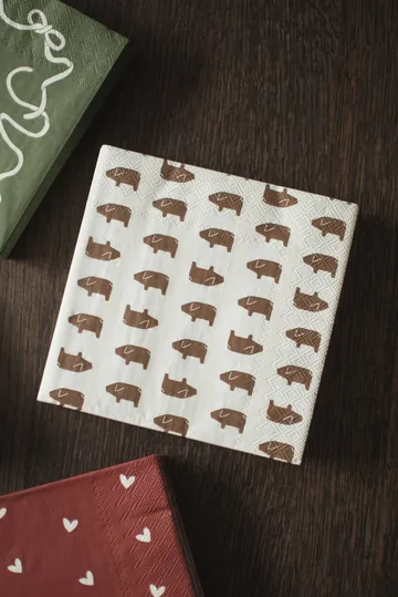 Swedish pig χαρτοπετσέτα 33x33 εκ. 20-pack - Brown - DBKD