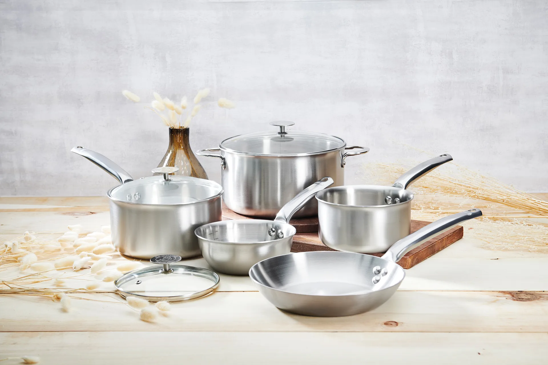 de Buyer Alchimy σετ κατσαρόλων με γυάλινο καπάκι, 8 κομμάτια De Buyer