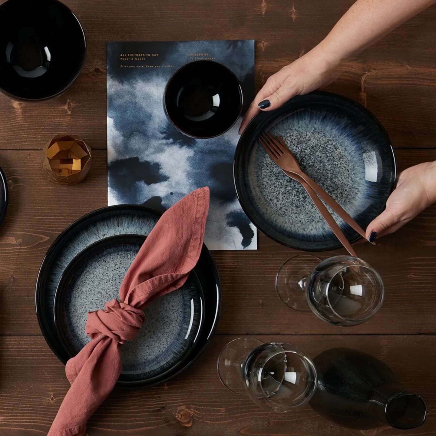 Halo μπολ ζυμαρικών 22 cm, Μπλε-γκρι-μαύρο Denby