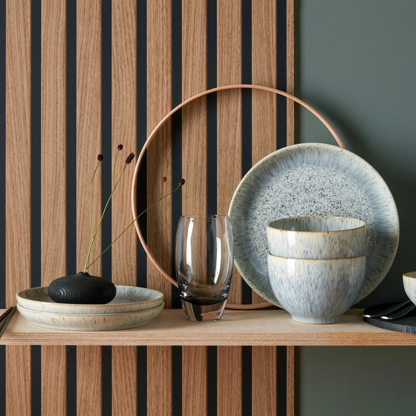 Ρηχό πιάτο διάστικτο, Halo, 26 εκ, Γκρι-καφέ Denby