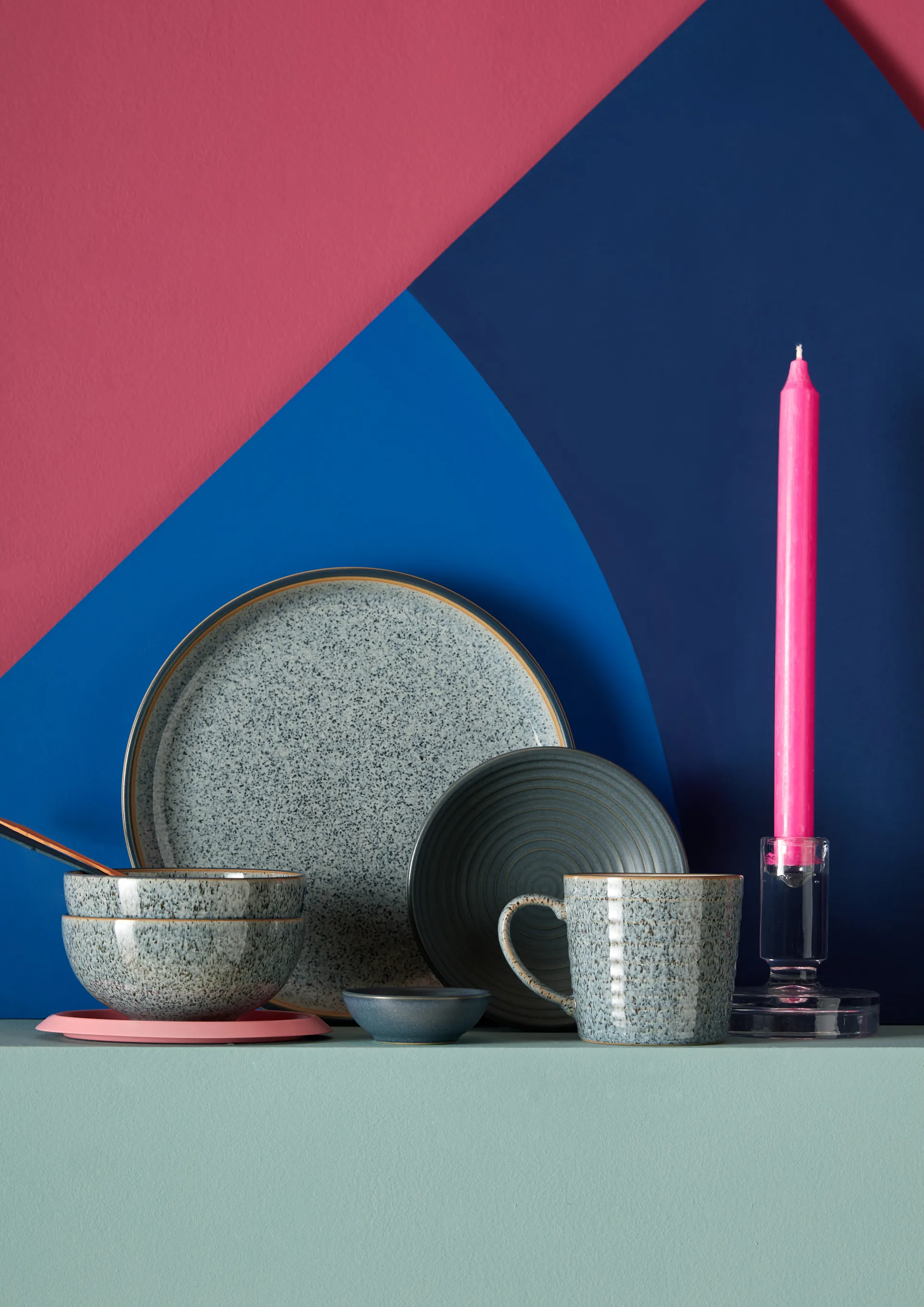 Γκρι πλατύ μπολ πρωινού Studio 17 εκ, συσκευασία 4 τεμαχίων, Γρανίτης Denby