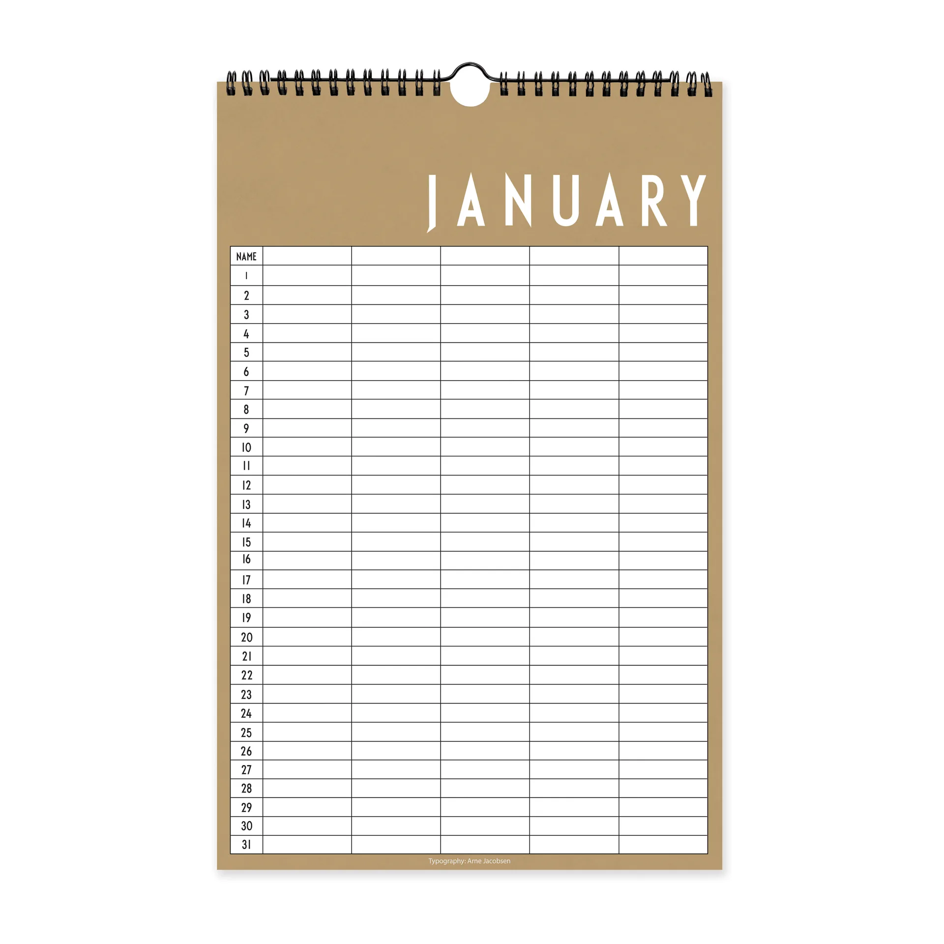 Design Letters μηνιαίο ημερολόγιο, Μπεζ Design Letters