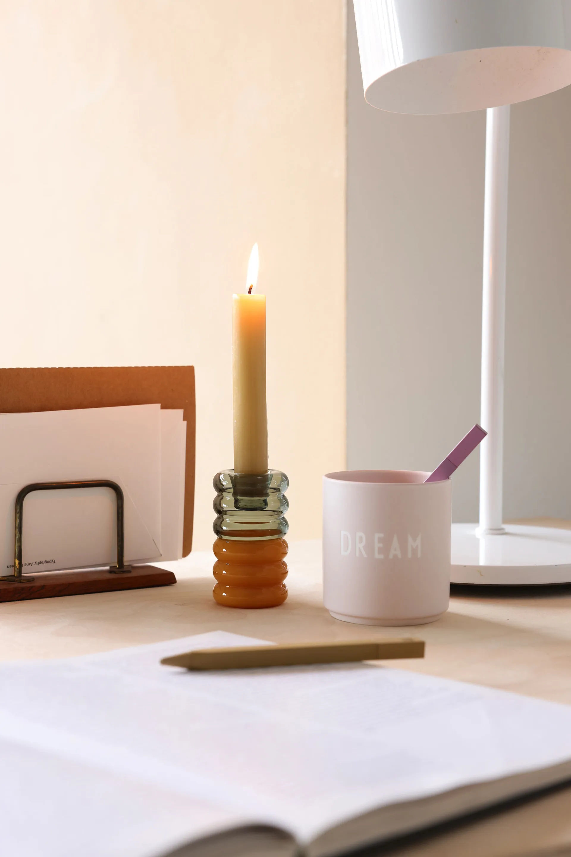 Κηροπήγιο Hoop Ø3,5x9 cm, Smoke-milky yellow Design Letters