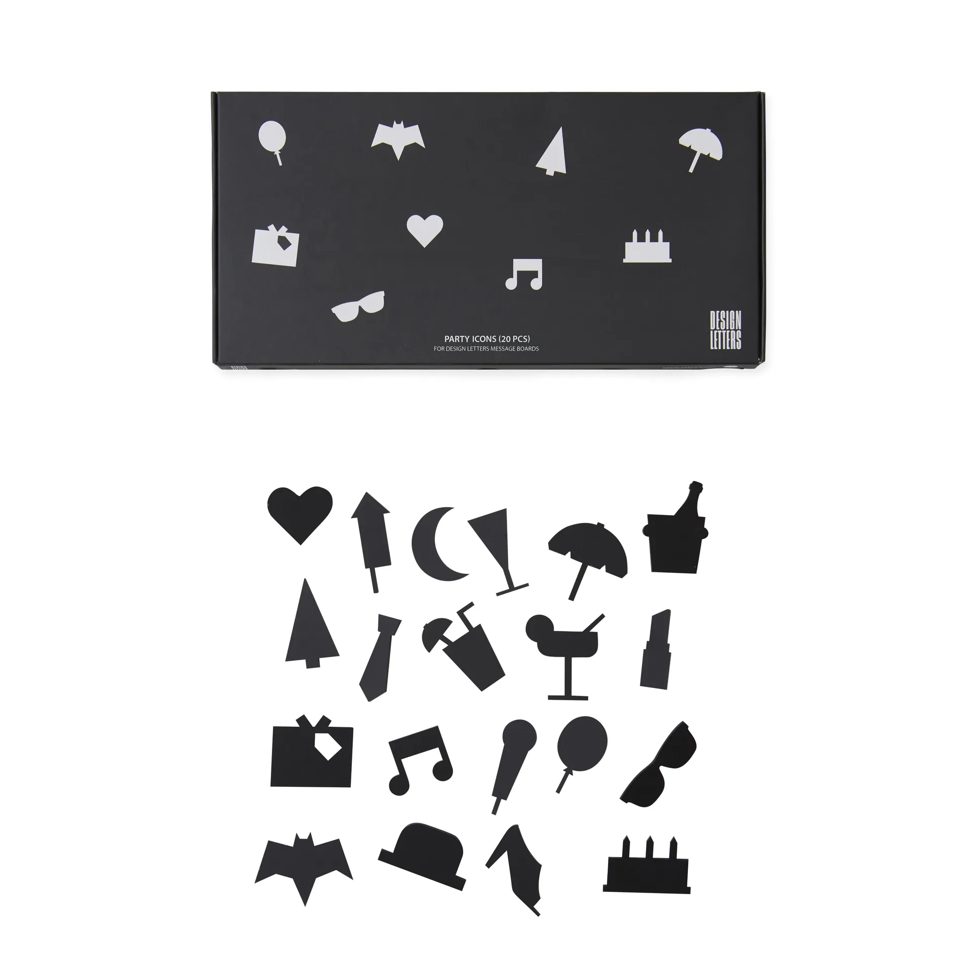 Party εικονίδια για πίνακα 20 τεμάχια, μαύρο Design Letters