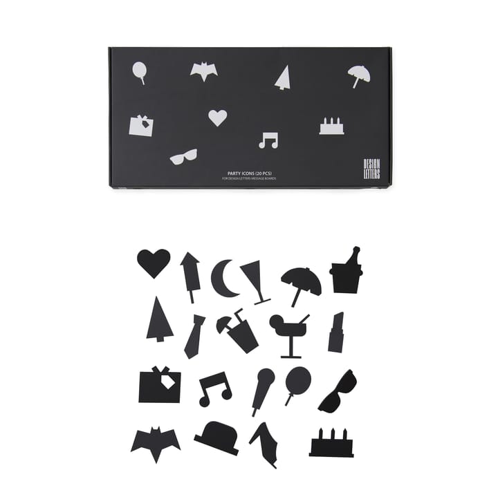 Party εικονίδια για πίνακα 20 τεμάχια - μαύρο - Design Letters