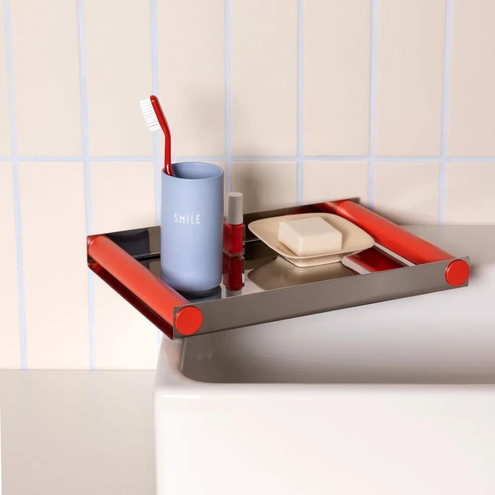 Δίσκος Ray tray disco 20,5x30 cm, Κόκκινο κοράλλι,-ανοξείδωτο ατσάλι Design Letters