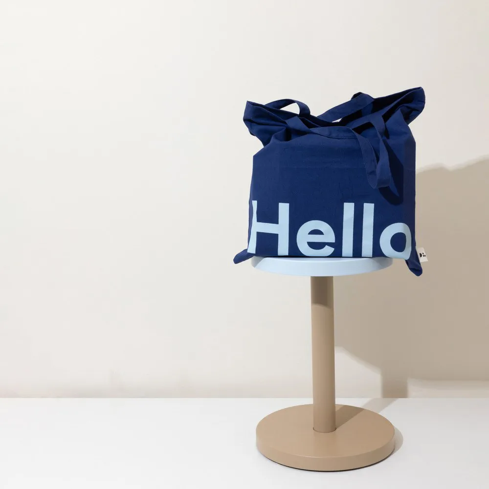 Τσάντα Tote της Design Letters, Hello-μπλε σκούρο Design Letters