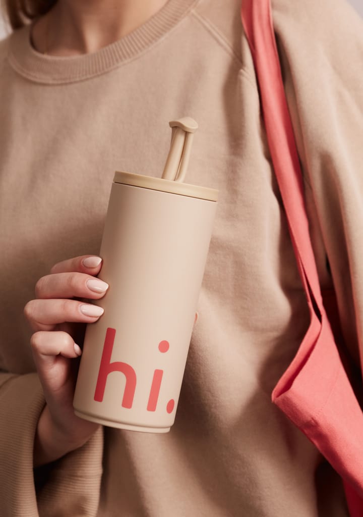 Travel Life θερμός με καλαμάκι 50 cl, Hi-beige Design Letters