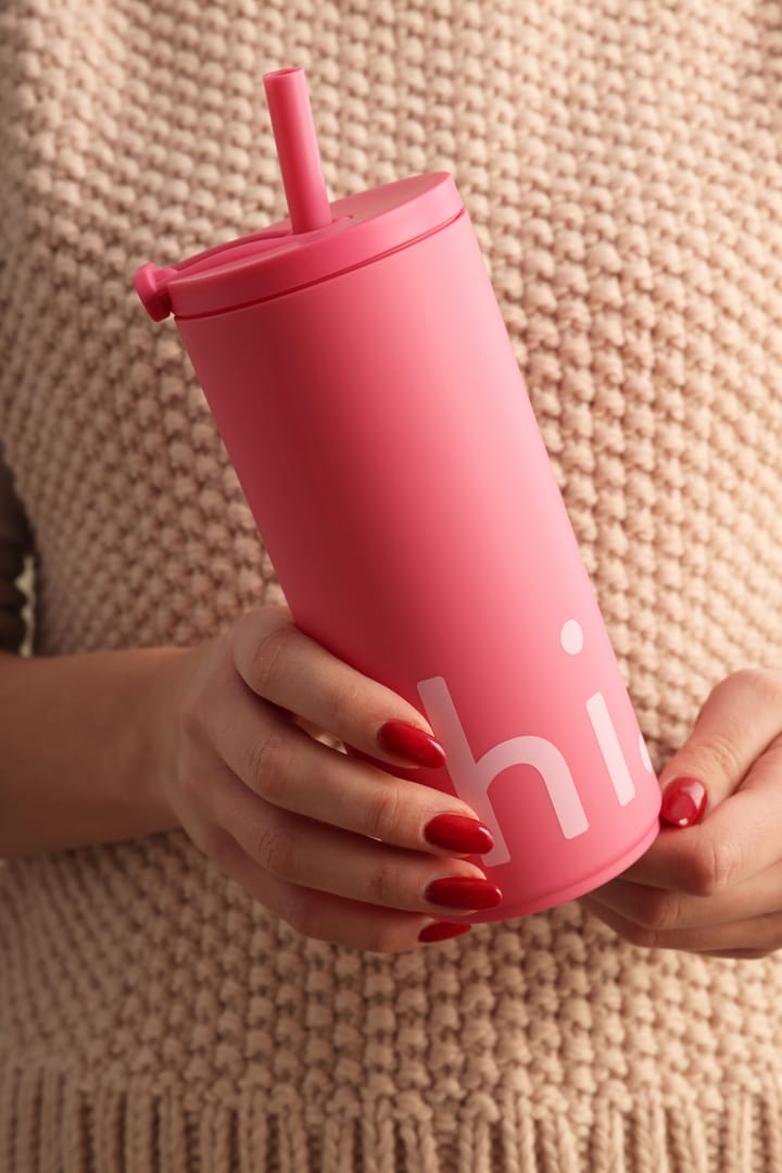 Travel Life θερμός με καλαμάκι 50 cl, Hi-cherry pink Design Letters