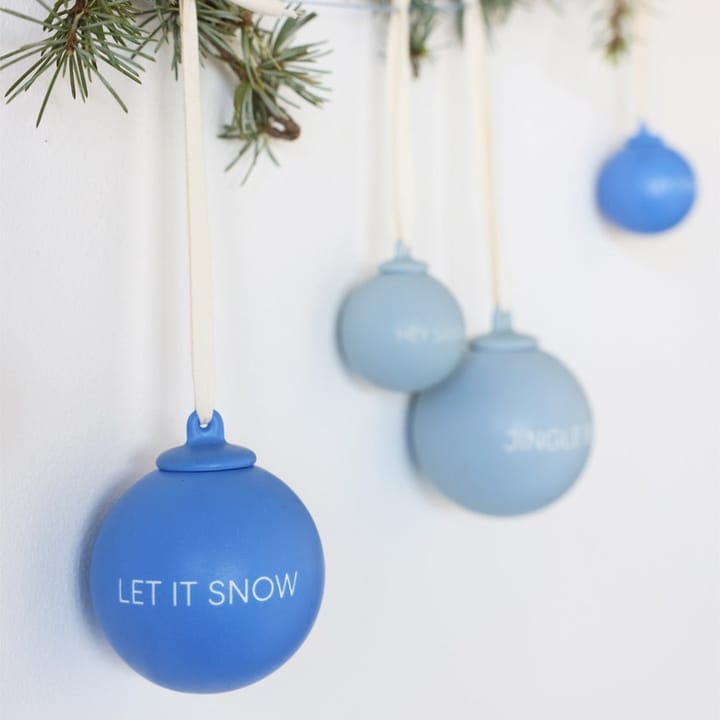 XMAS Stories μπάλα για το χριστουγεννιάτικο δέντρο Ø4 cm Συσκευασία 4 τεμαχίων, Cobalt blue-light blue Design Letters