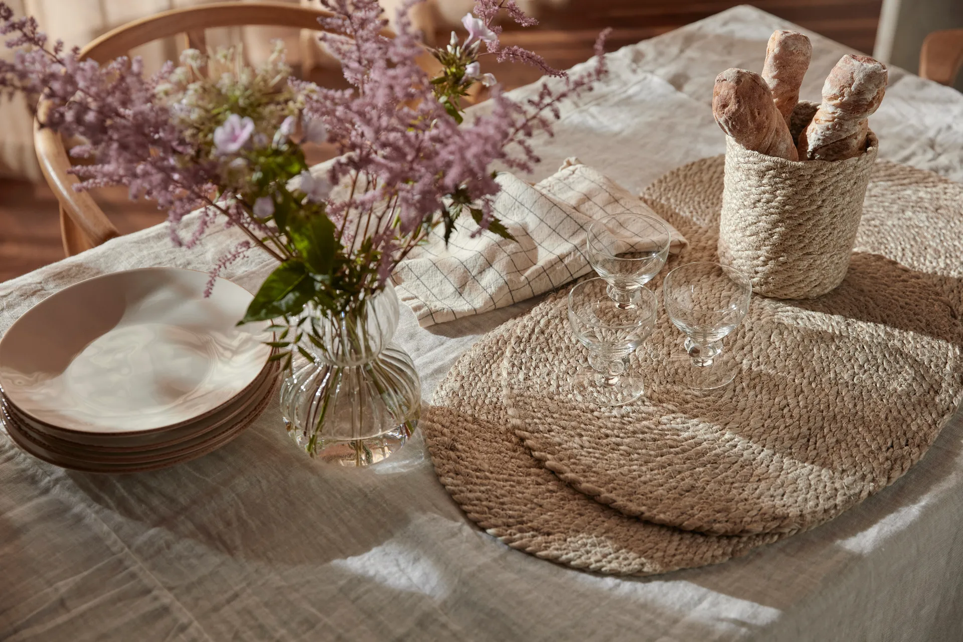 Elin σουπλά Ø38 cm, Φυσικό-γκρι Dixie