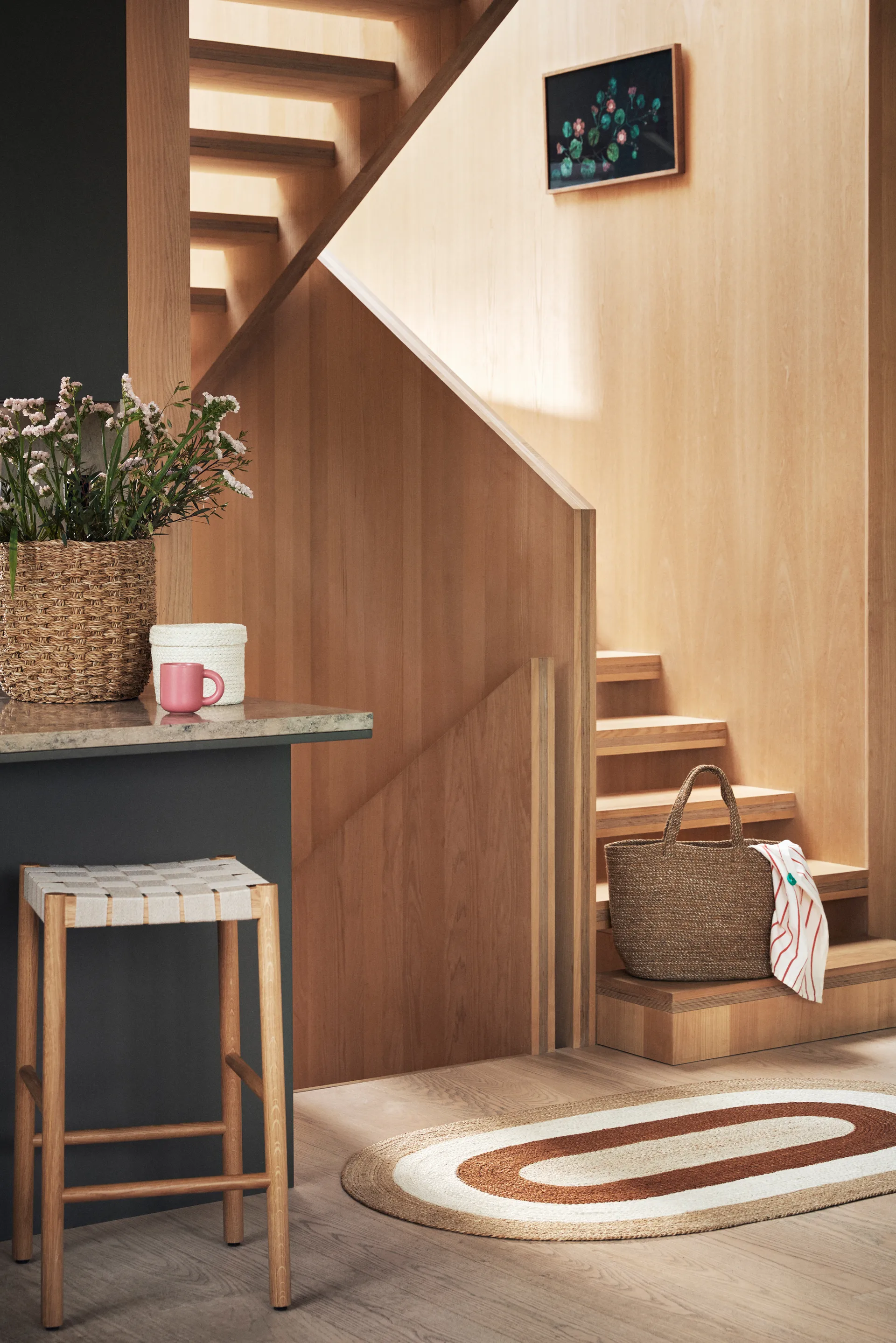 Χαλί γιούτας ριγέ οβάλ Elin 92 x 150 εκ., Τούβλο Dixie