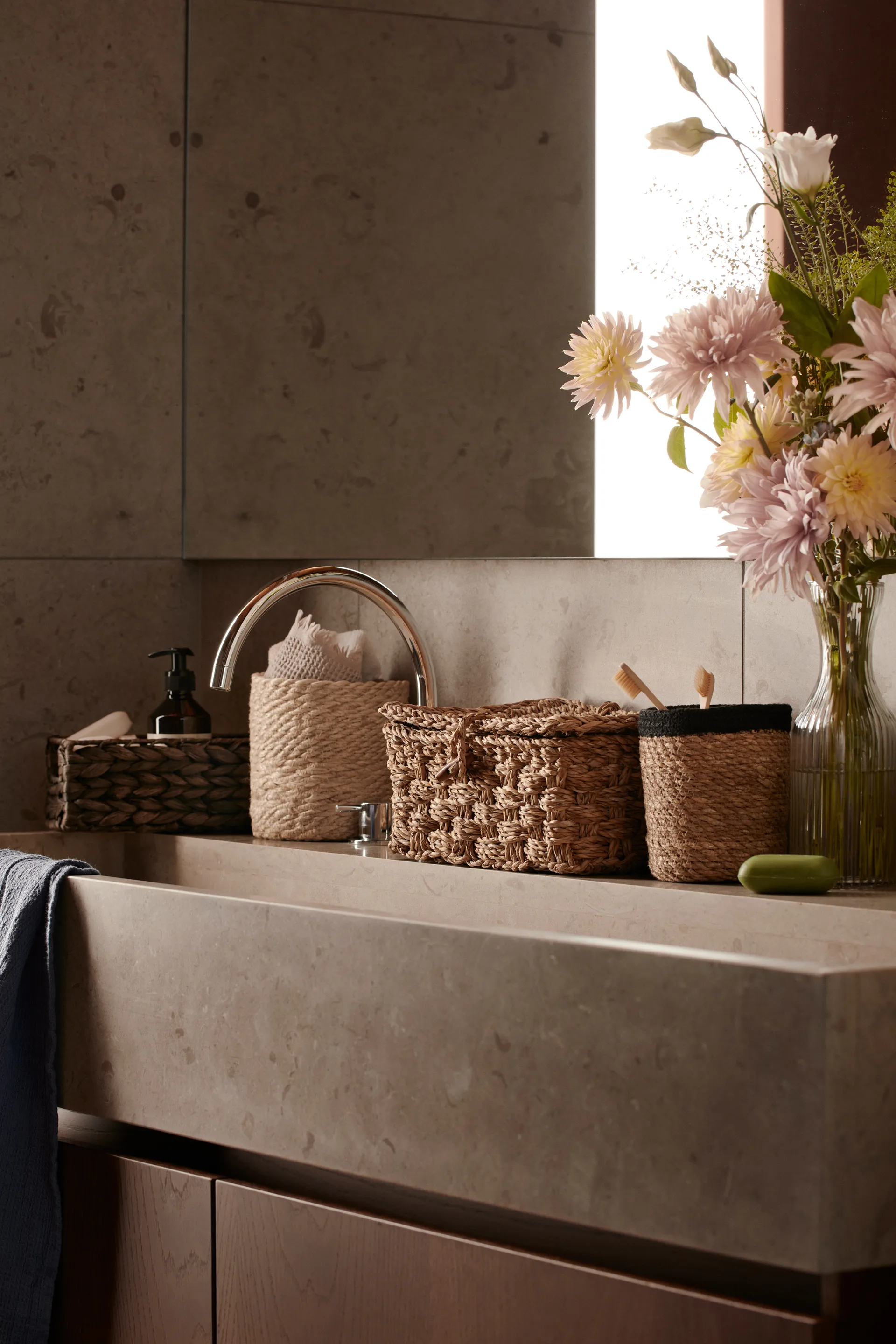 Emil καλάθι αποθήκευσης Συσκευασία 3 τεμαχίων, φυσικό-μαύρο Dixie