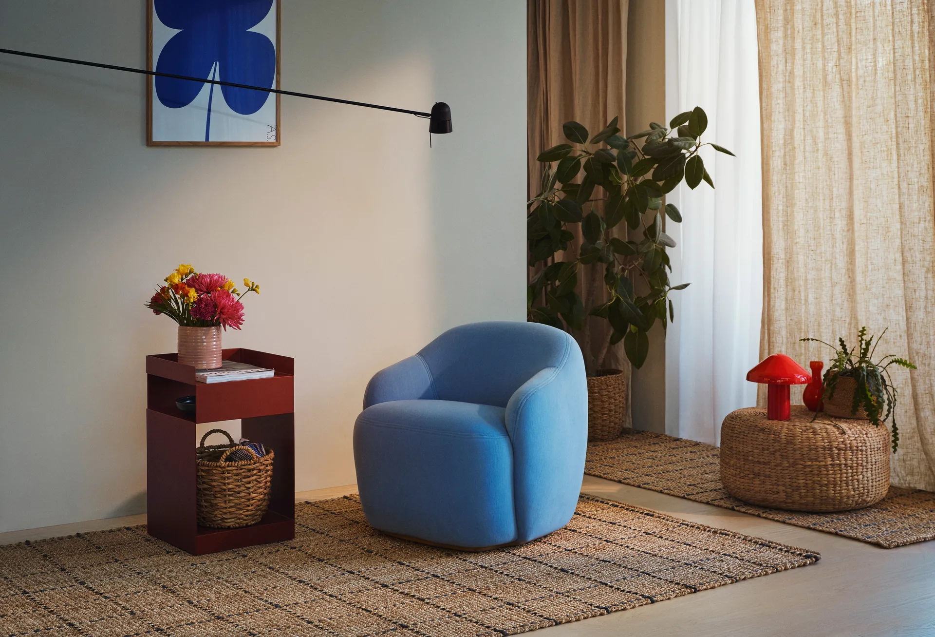 Χαλί από γιούτα καρό Freja 190 x 290 εκ., Φυσικό-σκούρο γκρι Dixie