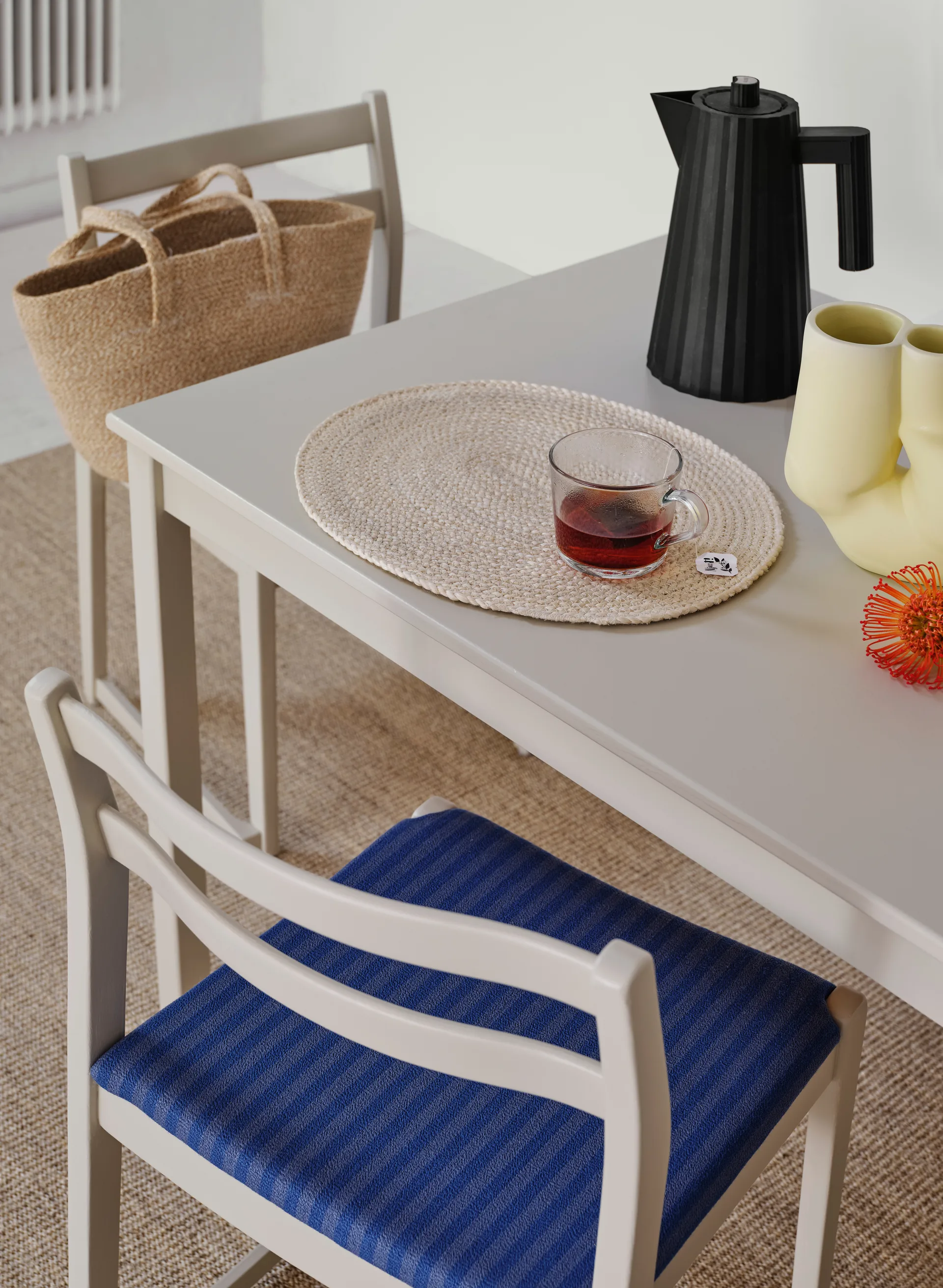 Ψάθινο σουπλά οβάλ, ιβουάρ Dixie