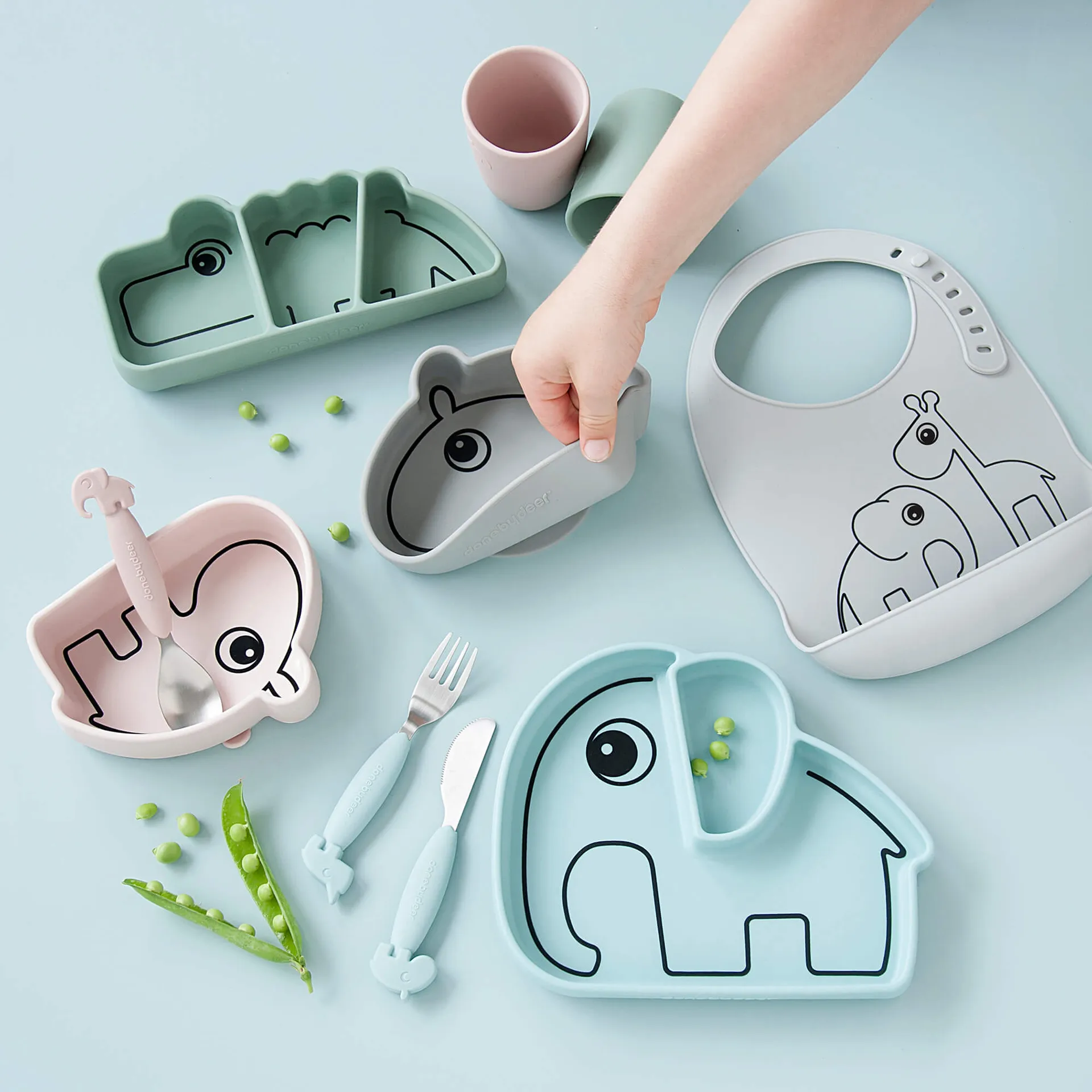 Παιδικό πιάτο Croco Stick&Stay 9x21 εκ, Green Done by deer