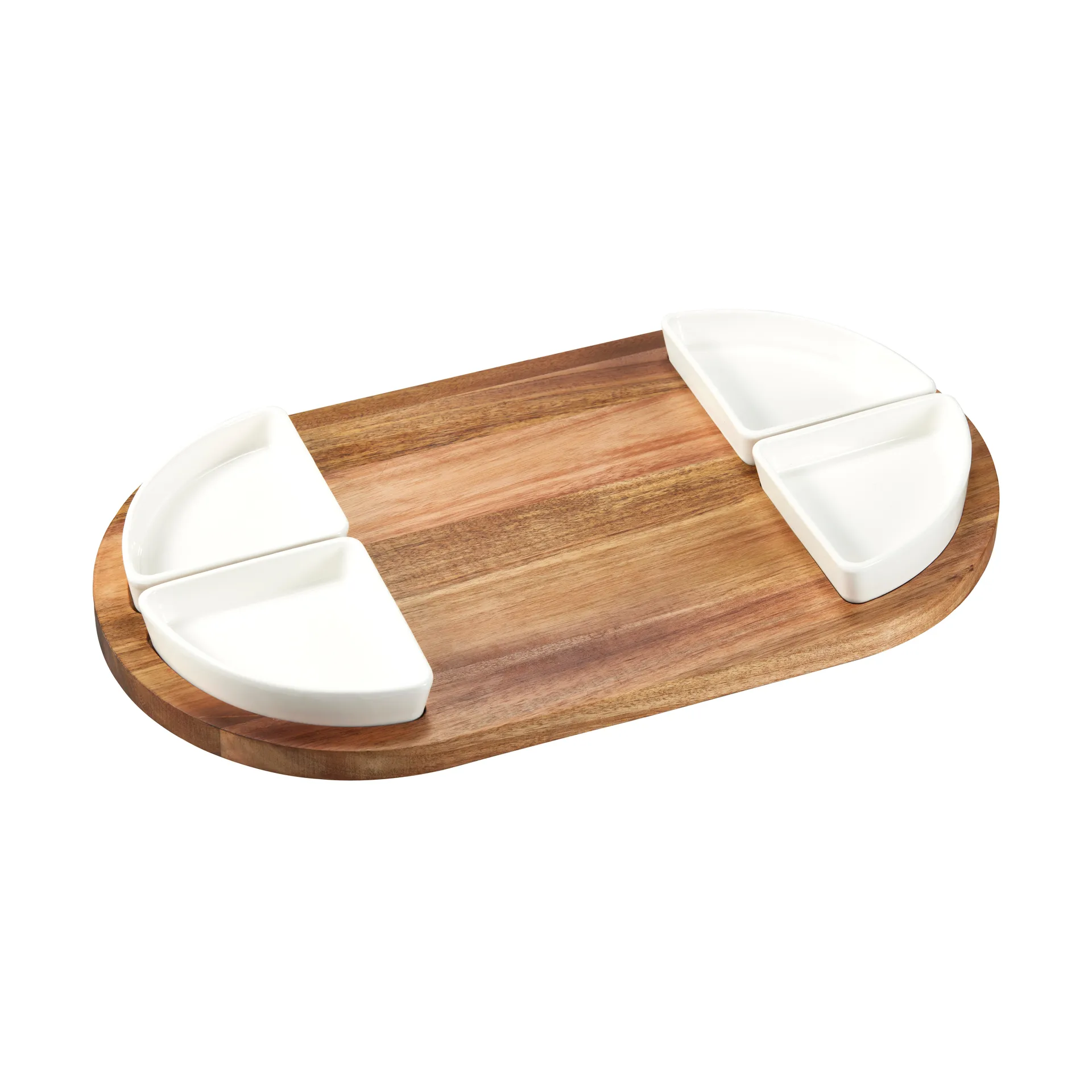 Σεβίν σερβιρίσματος δίσκος + μπολ 5 τεμάχια, Ακακία-λευκή πορσελάνη Dorre