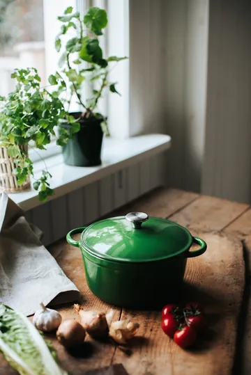 Gretl Χύτρα από χυτοσίδηρο στρογγυλό κουμπί ανοξείδωτο ατσάλι 4 L - Πράσινο - Dorre