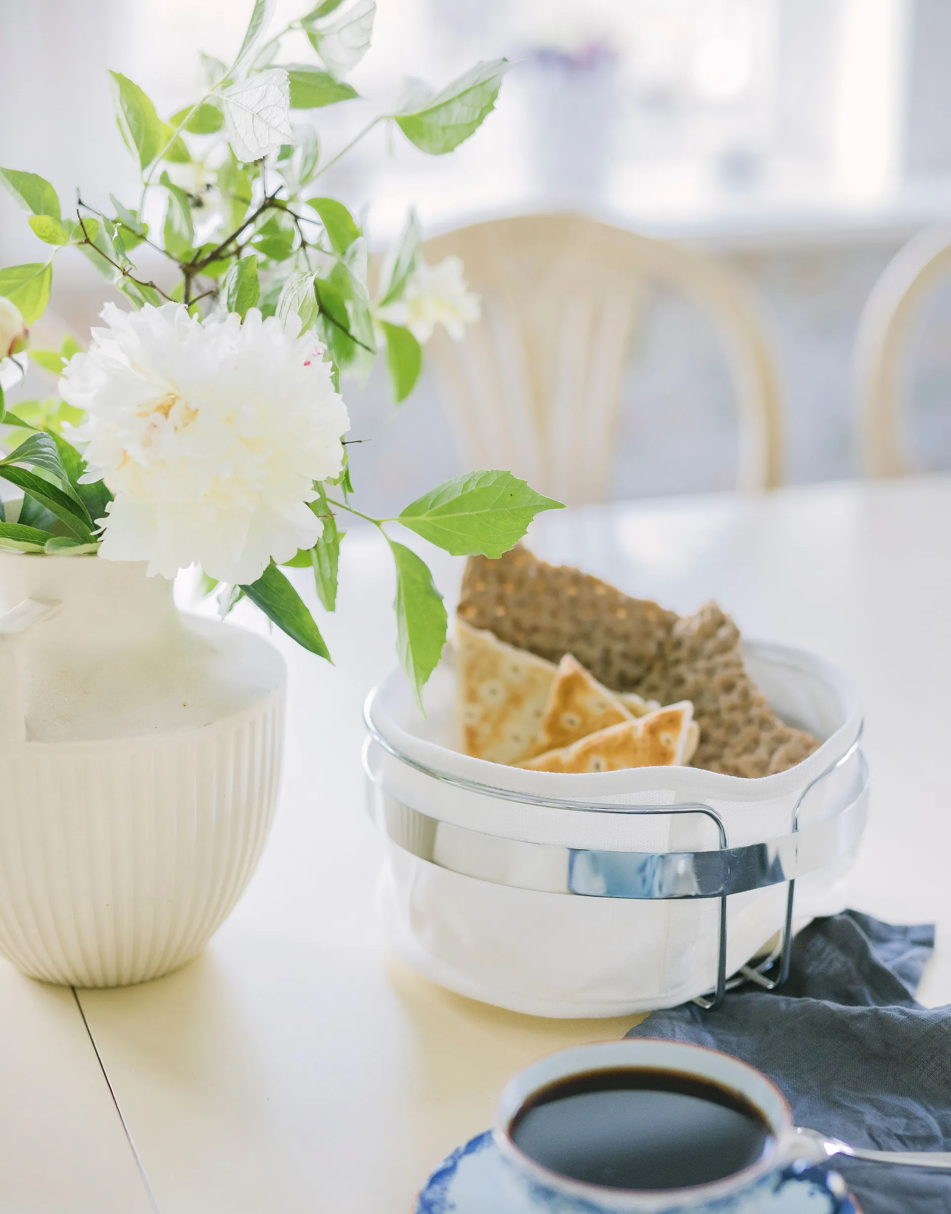 Practical ψωμιέρα Ø22 cm, Ύφασμα-χρώμιο Dorre