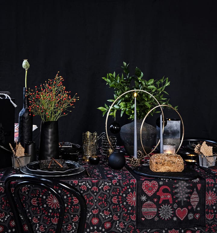 Τραπεζομάντιλο Betty's jul 145x300 cm, Κόκκινο-μαύρο Ekelund Linneväveri