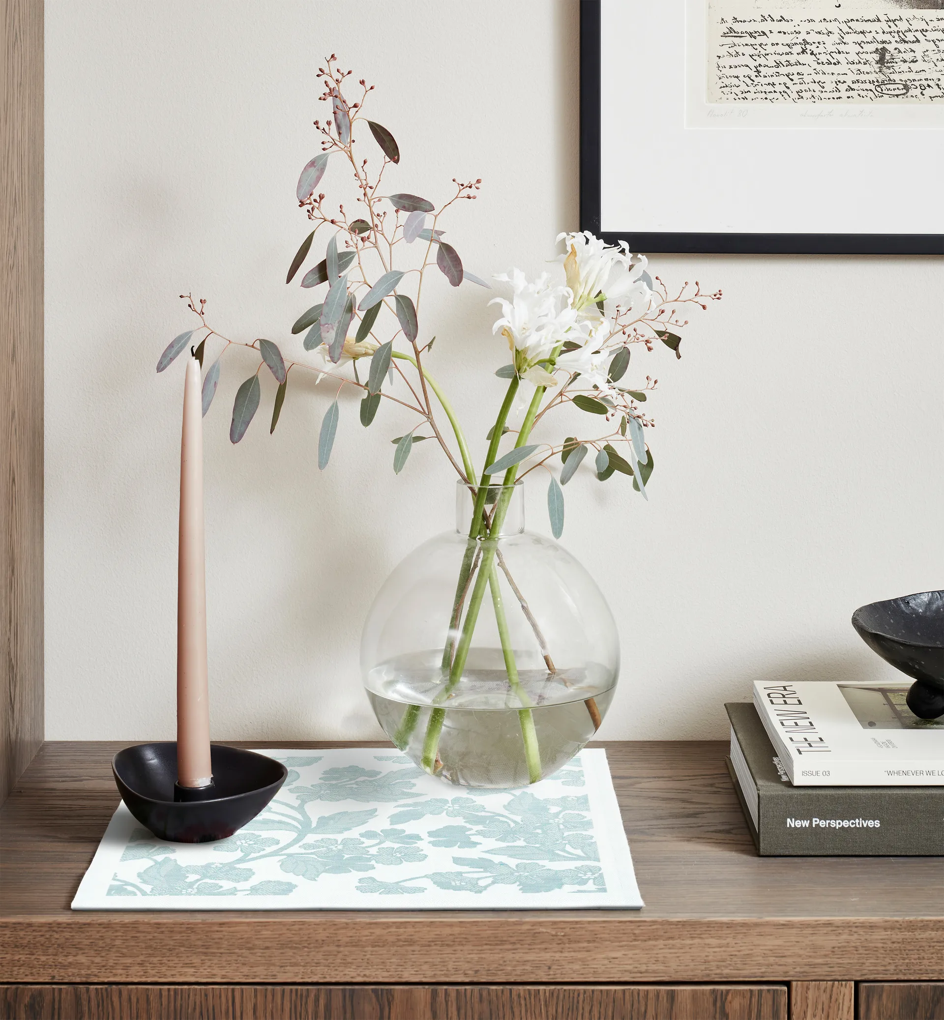 Blomranka πετσέτα 35x35 cm, Ανοιχτό πράσινο Ekelund Linneväveri