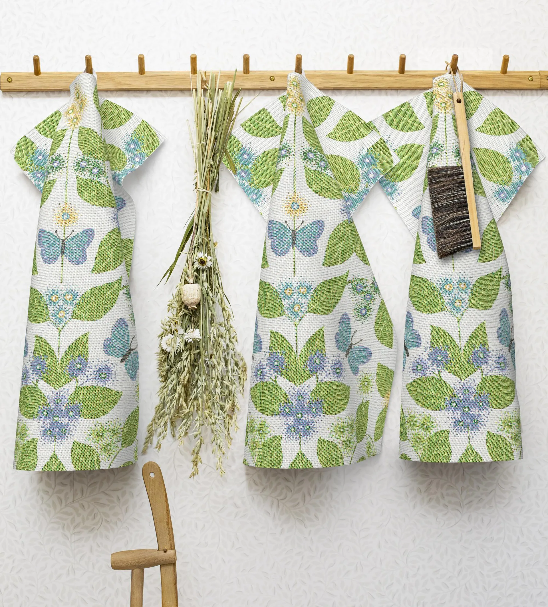 Fjärilsdröm πετσέτα κουζίνας 35x50 cm, Πράσινο Ekelund Linneväveri