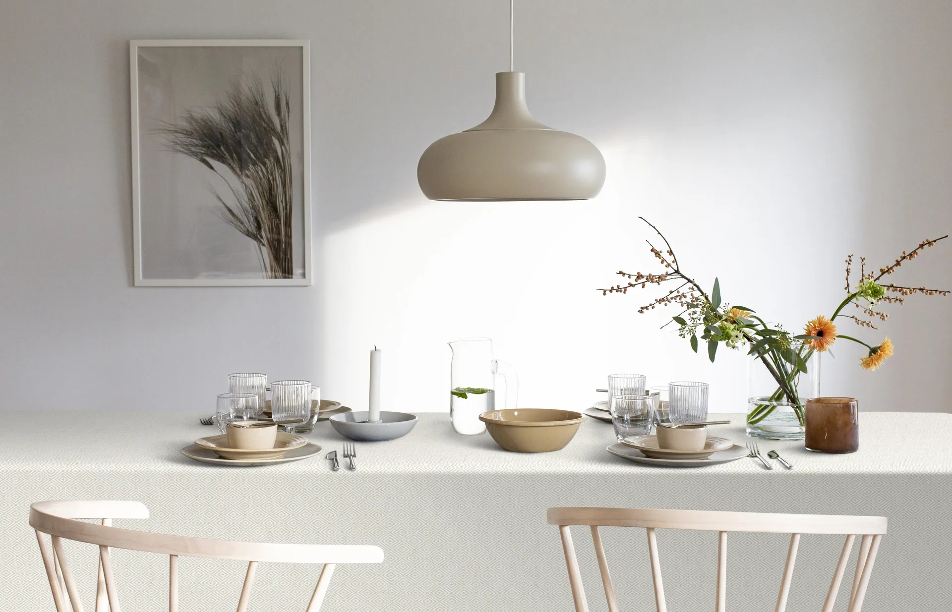 Gåsöga τραπεζομάντιλο μη λευκασμένο, 150x300 cm Ekelund Linneväveri