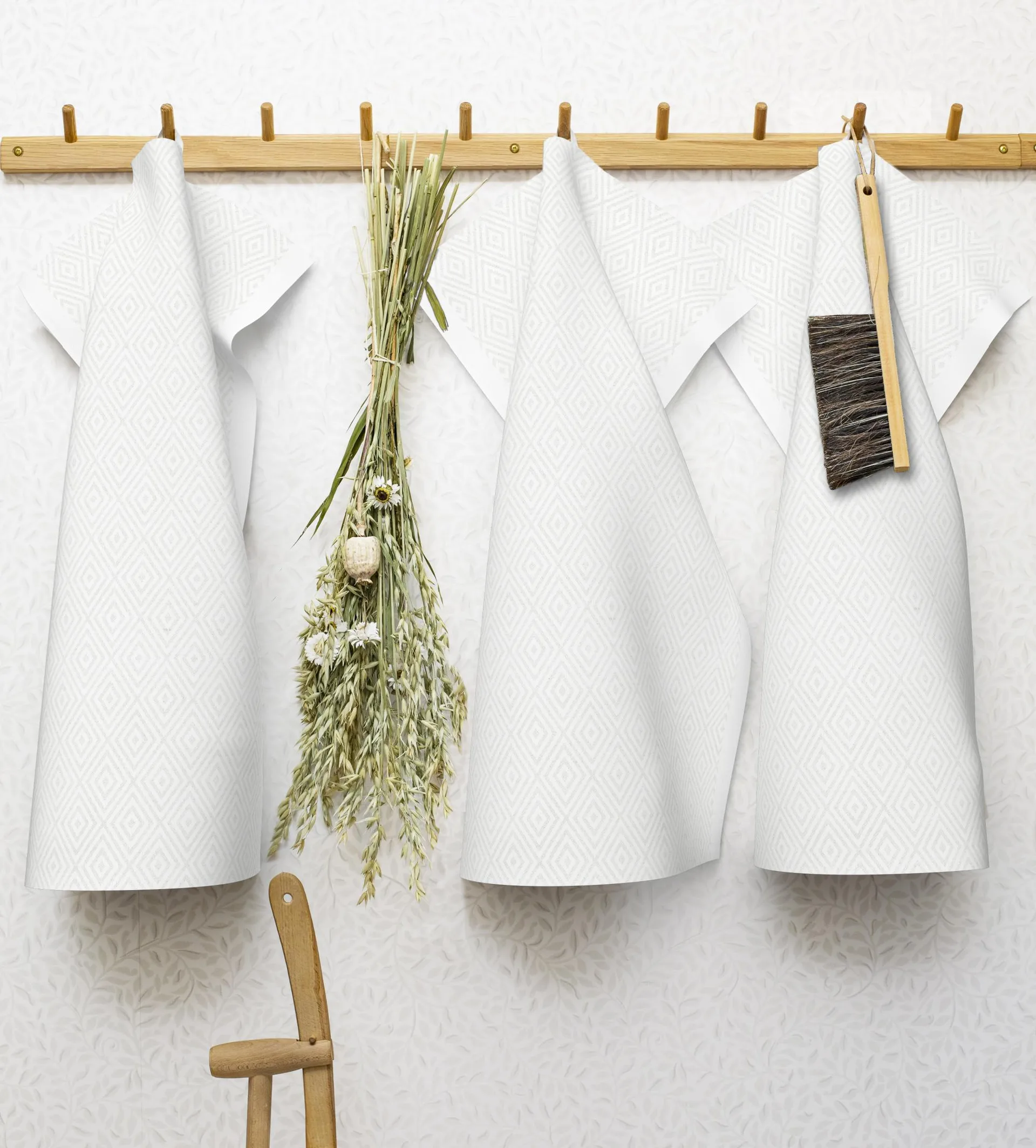 Gåsöga πετσέτα κουζίνας λευκασμένη, 35x50 cm Ekelund Linneväveri