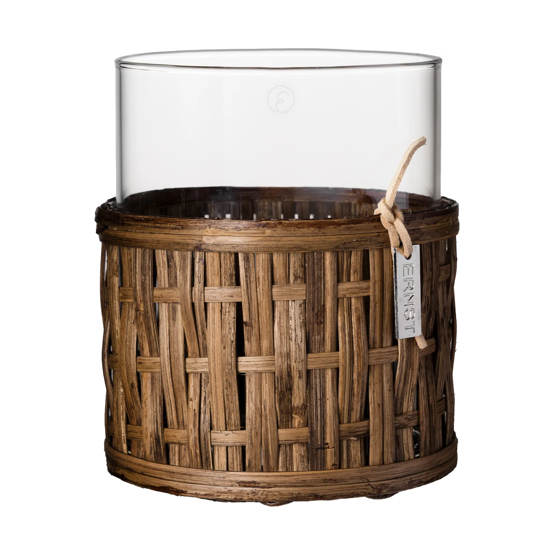 Ernst βάζο/φανάρι σε καλάθι, Σκούρο καφέ, Ø10x12 εκ. ERNST