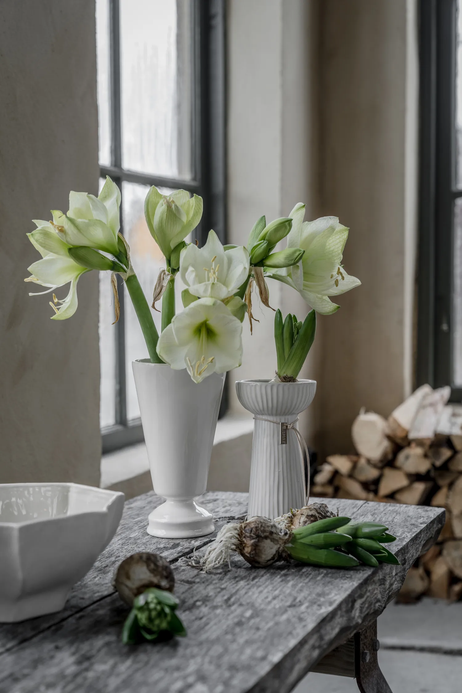 Ernst ραβδωτό βάζο κρεμμυδιού 19 cm, Φυσικό λευκό ERNST