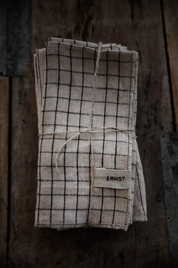 Πετσέτες Ernst 2 τεμαχίων καρό 40x40 εκ - Μαύρο-μπεζ - ERNST